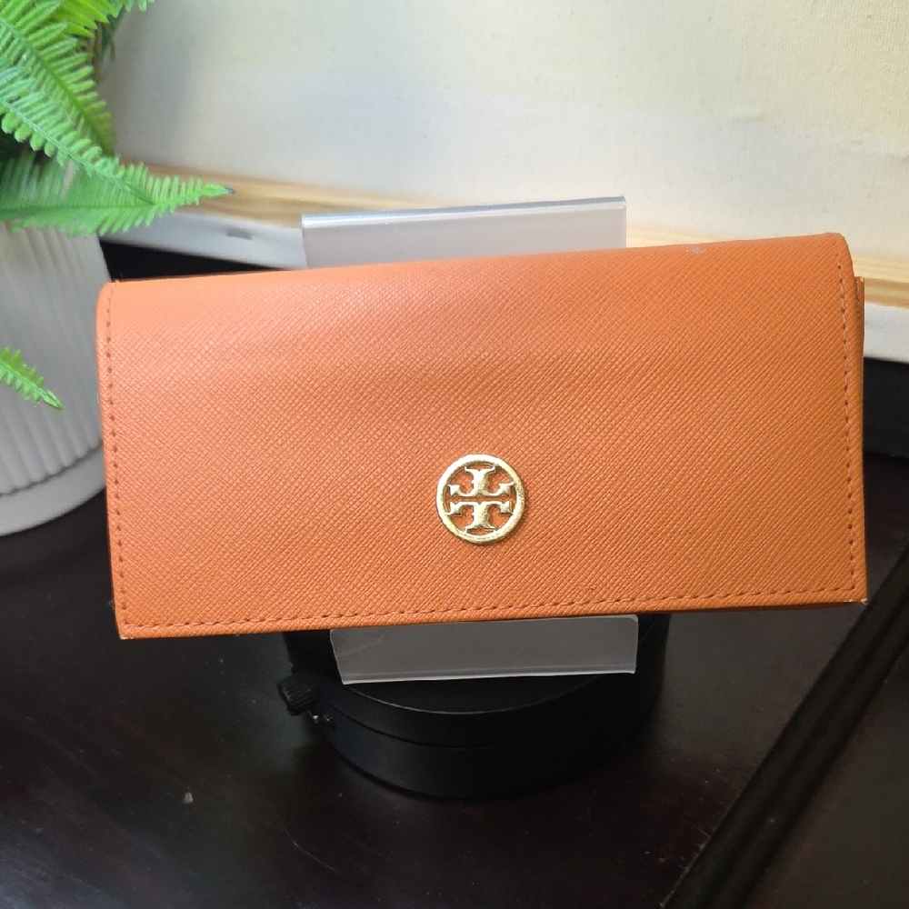 Tory Burch Tangerine Glass CA with Gold Emblem